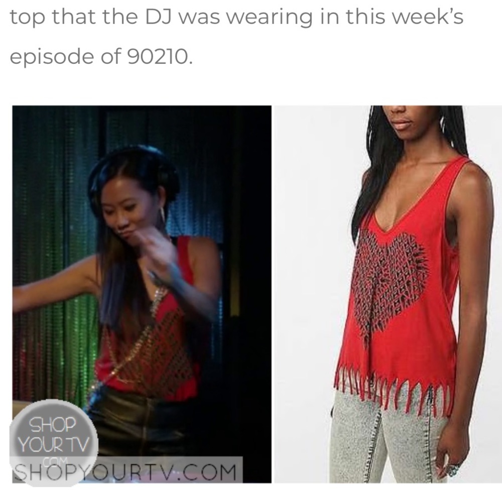 UO Truly Madly Deeply Heart Fringe Tank Size Small